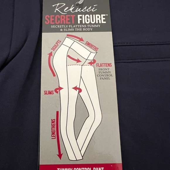 Rekucci Curvy 14W Secret Figure Knit Straight Navy Pant W/Tummy Control - Picture 4 of 5